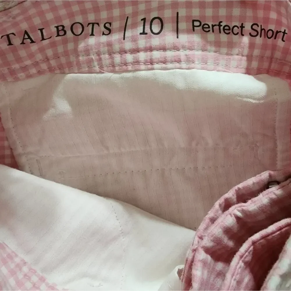 Talbots Perfect Shorts - Bermuda Length - Pink White Checks Gingham - Size 10‎